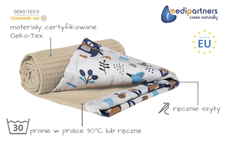 Medi Partners, Boho Animals, kocyk, wafel, 75-100 cm