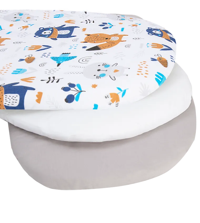 Medi Partners, Boho Animals, prześcieradło z gumką do łóżeczka, bawełniane, 86-40 cm, 3 szt.