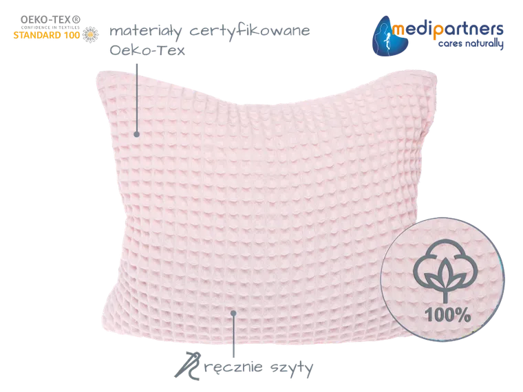 Medi Partners, duży termofor z pestkami wiśni, wafel, jasnoróżowy