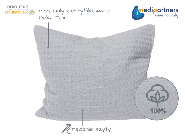 Medi Partners, duży termofor z pestkami wiśni, wafel, szary