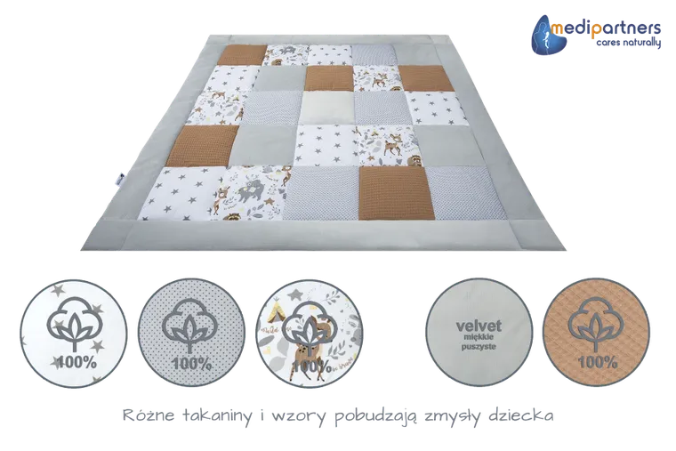 Medi Partners, Jelonki, mata do zabaw, kocyk, 120-120 cm