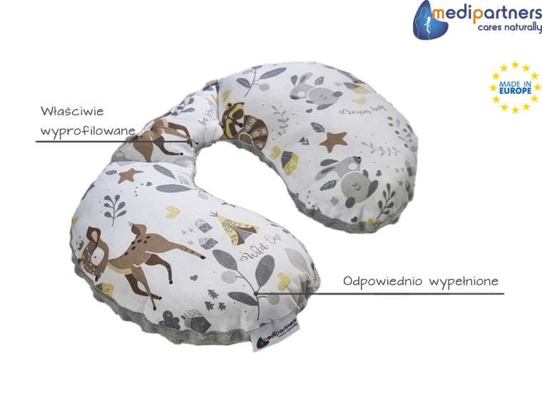 Medi Partners, Jelonki, poduszka podróżna, rogal, szara