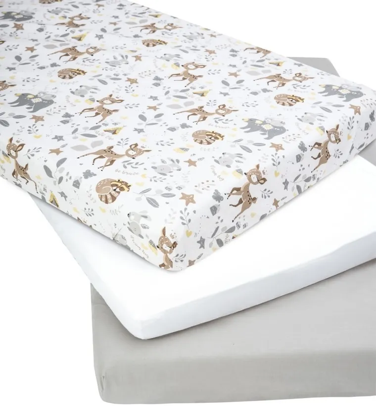 Medi Partners, Jelonki, prześcieradło z gumką do łóżeczka, bawełniane, 120-60 cm, 3 szt.