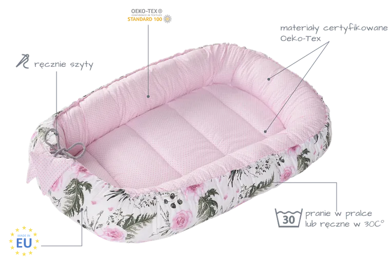 Medi Partners, Kwiaty, gniazdo niemowlęce, kokon w zestawie, róż