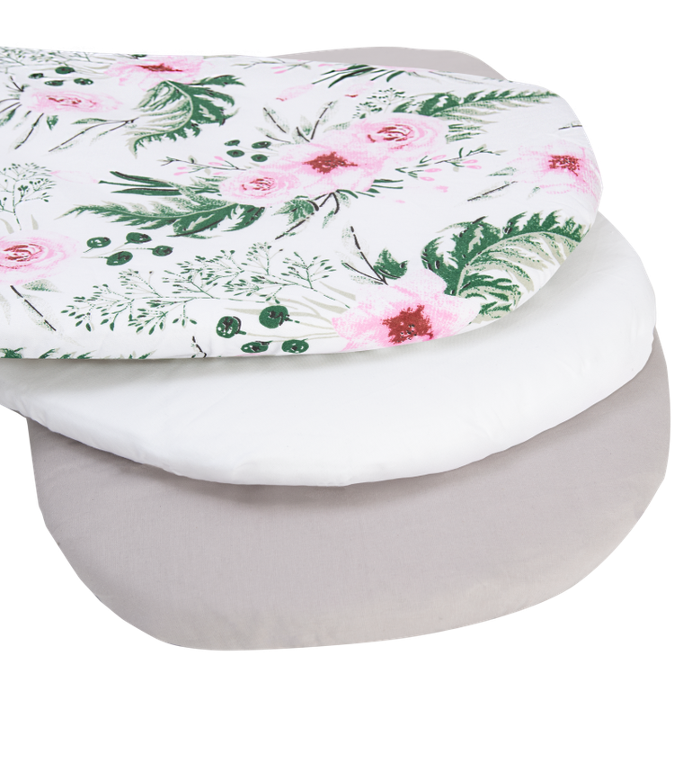 Medi Partners, Kwiaty, prześcieradło z gumką do łóżeczka, bawełniane, 86-40 cm, 3 szt.