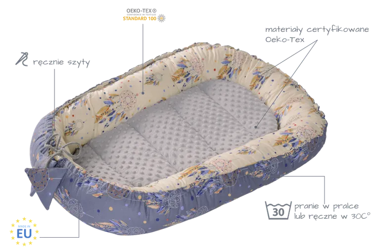Medi Partners, Łapacze Snów, gniazdo niemowlęce, kokon w zestawie, granatowy