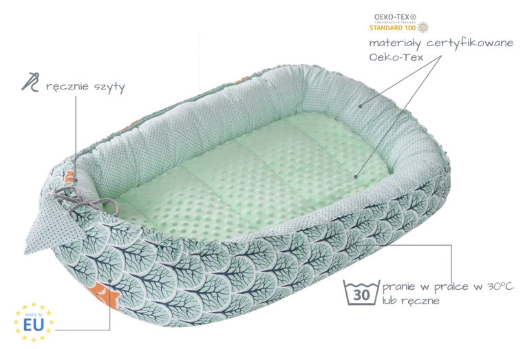 Medi Partners, Las, gniazdo niemowlęce, kokon w zestawie, miętowy