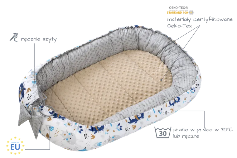 Medi Partners, Las, Zwierzątka, gniazdo niemowlęce, kokon w zestawie, beżowy