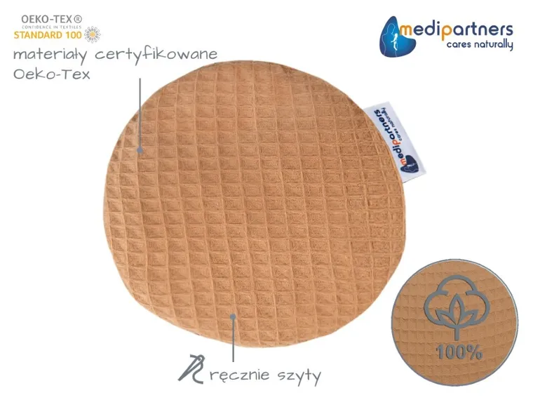 Medi Partners, mały termofor z pestkami wiśni, wafel, brąz