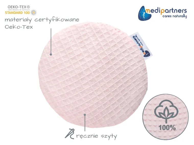 Medi Partners, mały termofor z pestkami wiśni, wafel, jasny róż