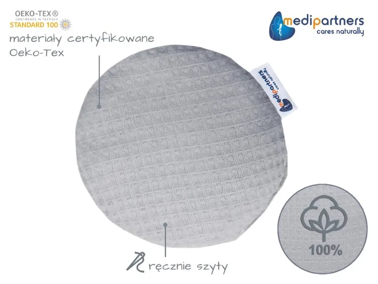 Medi Partners, mały termofor z pestkami wiśni, wafel, szary