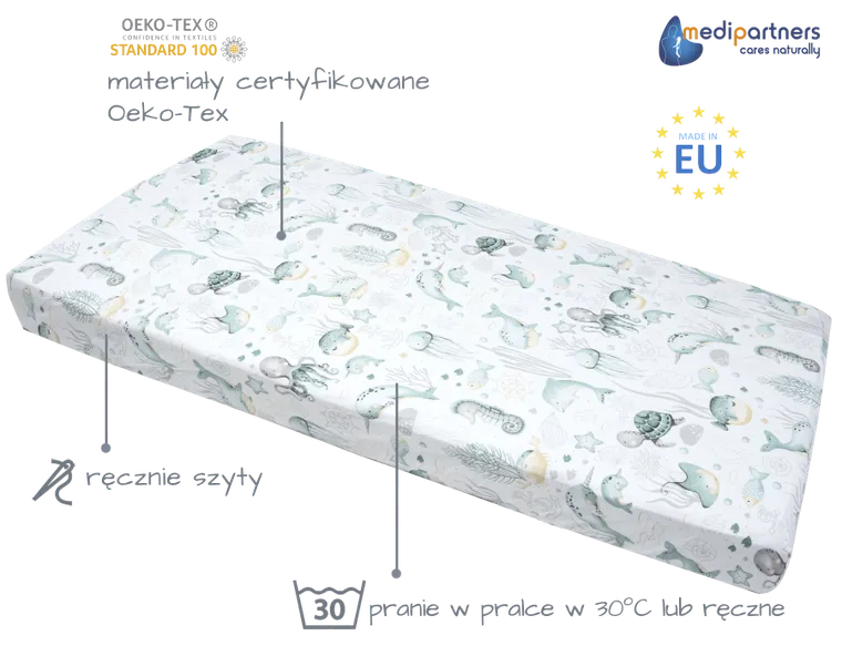 Medi Partners, Ocean, prześcieradło z gumką, 60-120 cm
