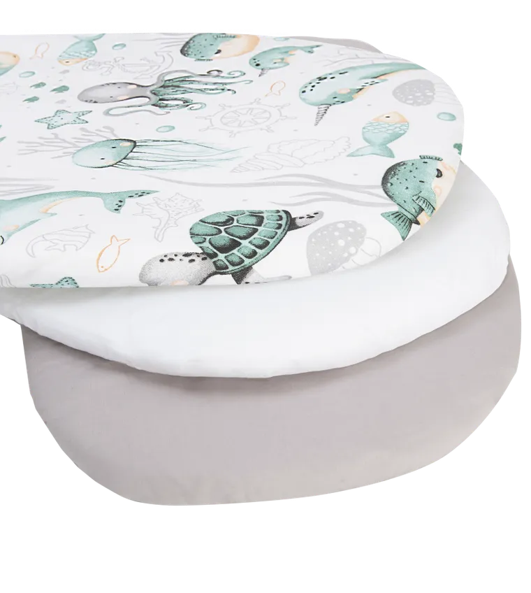 Medi Partners, Ocean, prześcieradło z gumką do łóżeczka, bawełniane, 86-40 cm, 3 szt.