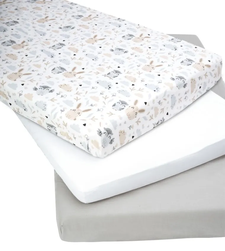 Medi Partners, Polana, prześcieradło z gumką do łóżeczka, bawełniane, 120-60 cm, 3 szt.