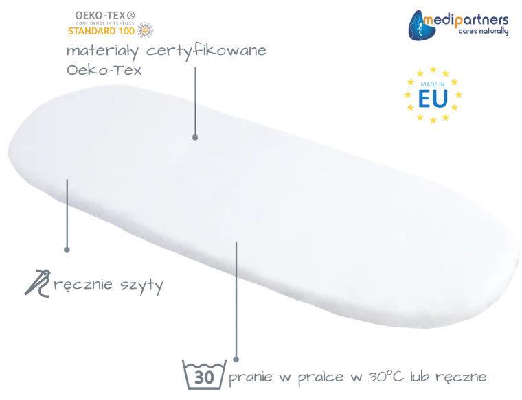 Medi Partners, prześcieradło z gumką do wózka, białe