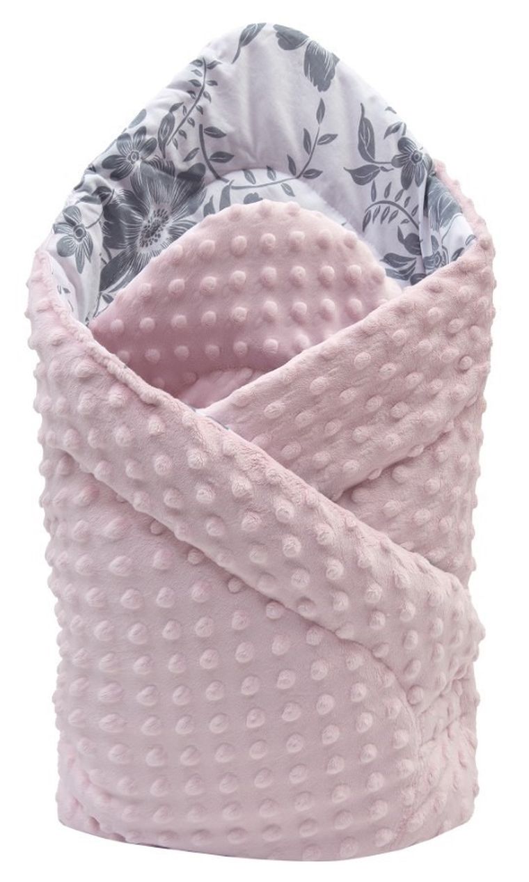 Medi Partners, rożek niemowlęcy, becik, minky, kwiaty, 75-75 cm