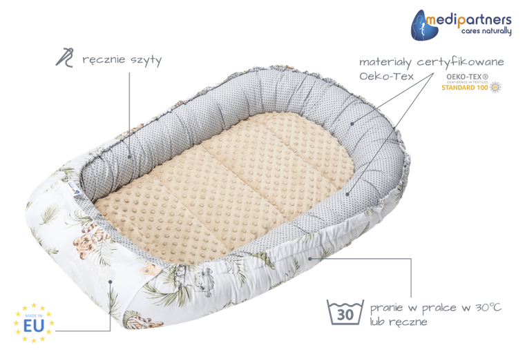 Medi Partners, Safari, gniazdo niemowlęce, kokon solo, beżowy
