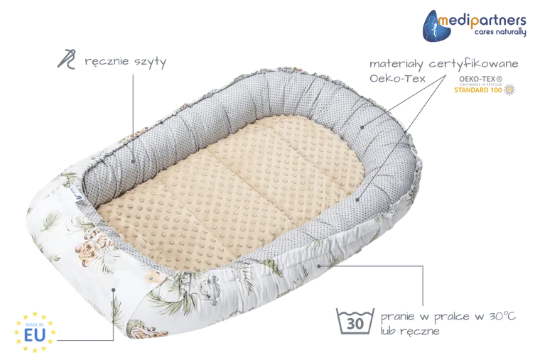 Medi Partners, Safari, gniazdo niemowlęce, kokon w zestawie, beżowy