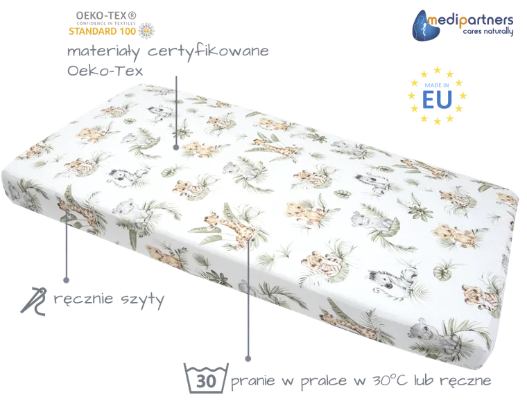 Medi Partners, Safari, prześcieradło z gumką, 60-120 cm