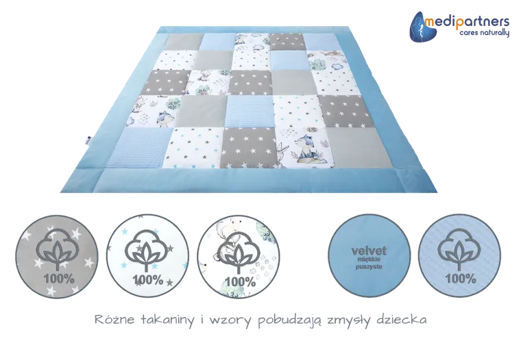 Medi Partners, Sarny, Jeż, mata do zabaw, kocyk, 120-120 cm