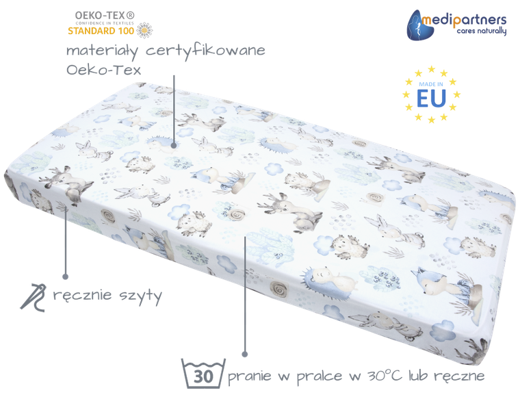 Medi Partners, Sarny, Jeż, prześcieradło z gumką, 60-120 cm
