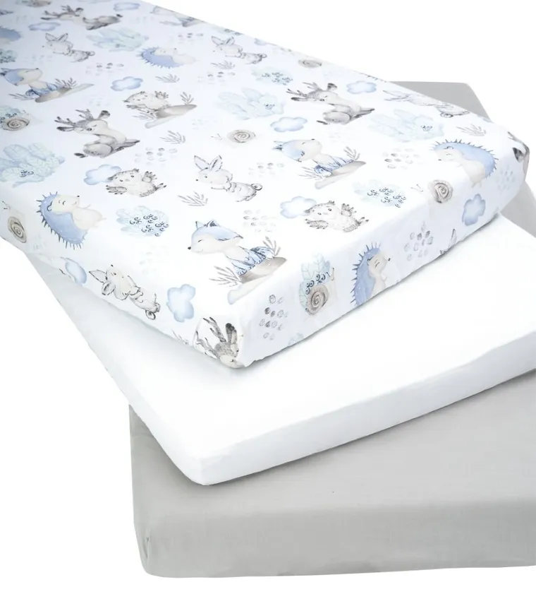 Medi Partners, Sarny, Jeż, prześcieradło z gumką do łóżeczka, bawełniane, 120-60 cm, 3 szt.