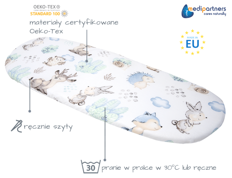 Medi Partners, Sarny, Jeż, prześcieradło z gumką do wózka, bawełniane