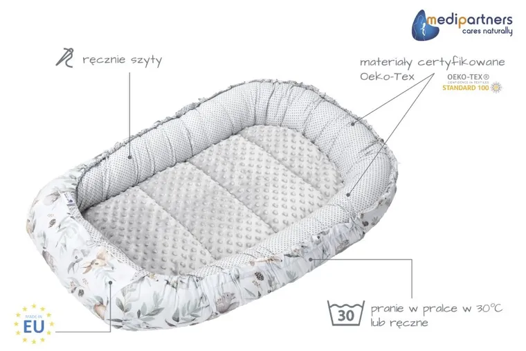 Medi Partners, Sarny, Liście, gniazdo niemowlęce, kokon solo, szary