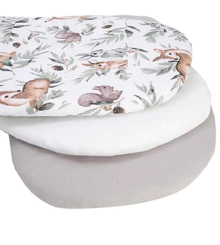 Medi Partners, Sarny, Liście, Jeż, prześcieradło z gumką do łóżeczka, bawełniane, 86-40 cm, 3 szt.