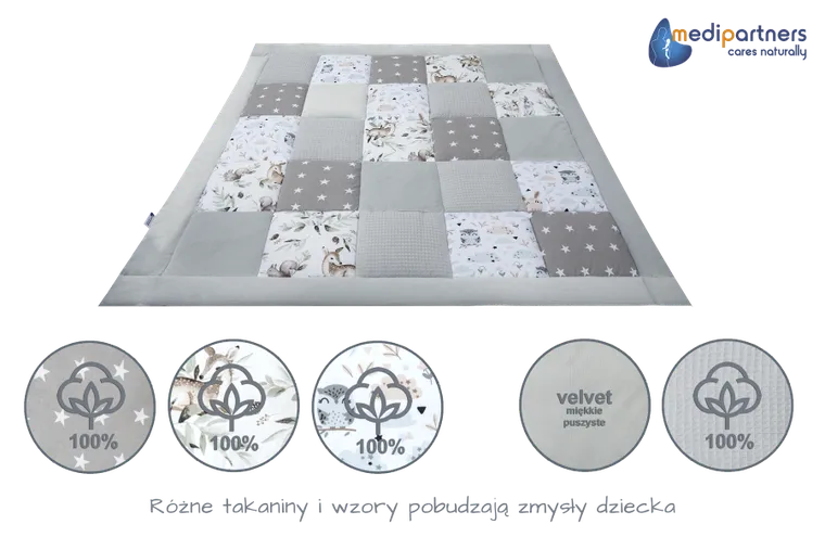 Medi Partners, Sarny, Liście, mata do zabaw, kocyk, 120-120 cm