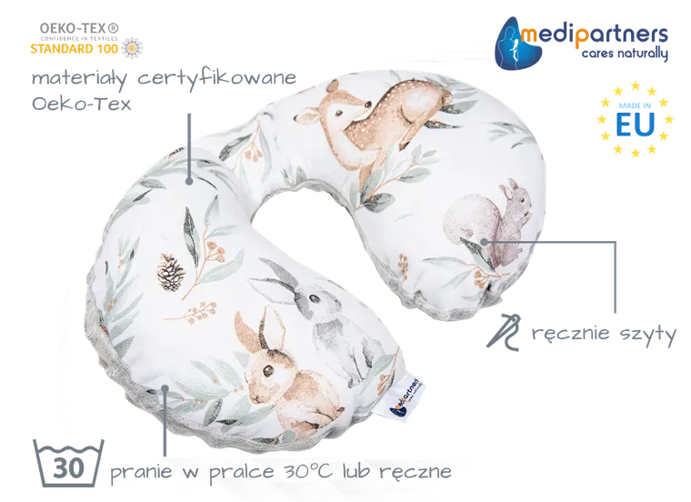 Medi Partners, Sarny, Liście, poduszka podróżna, rogal, szara