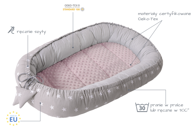 Medi Partners, Stars, gniazdo niemowlęce, kokon solo, jasny różowy