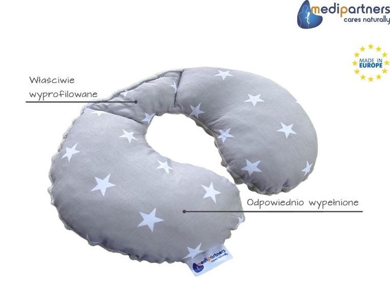 Medi Partners, Stars, poduszka podróżna, rogal, szara
