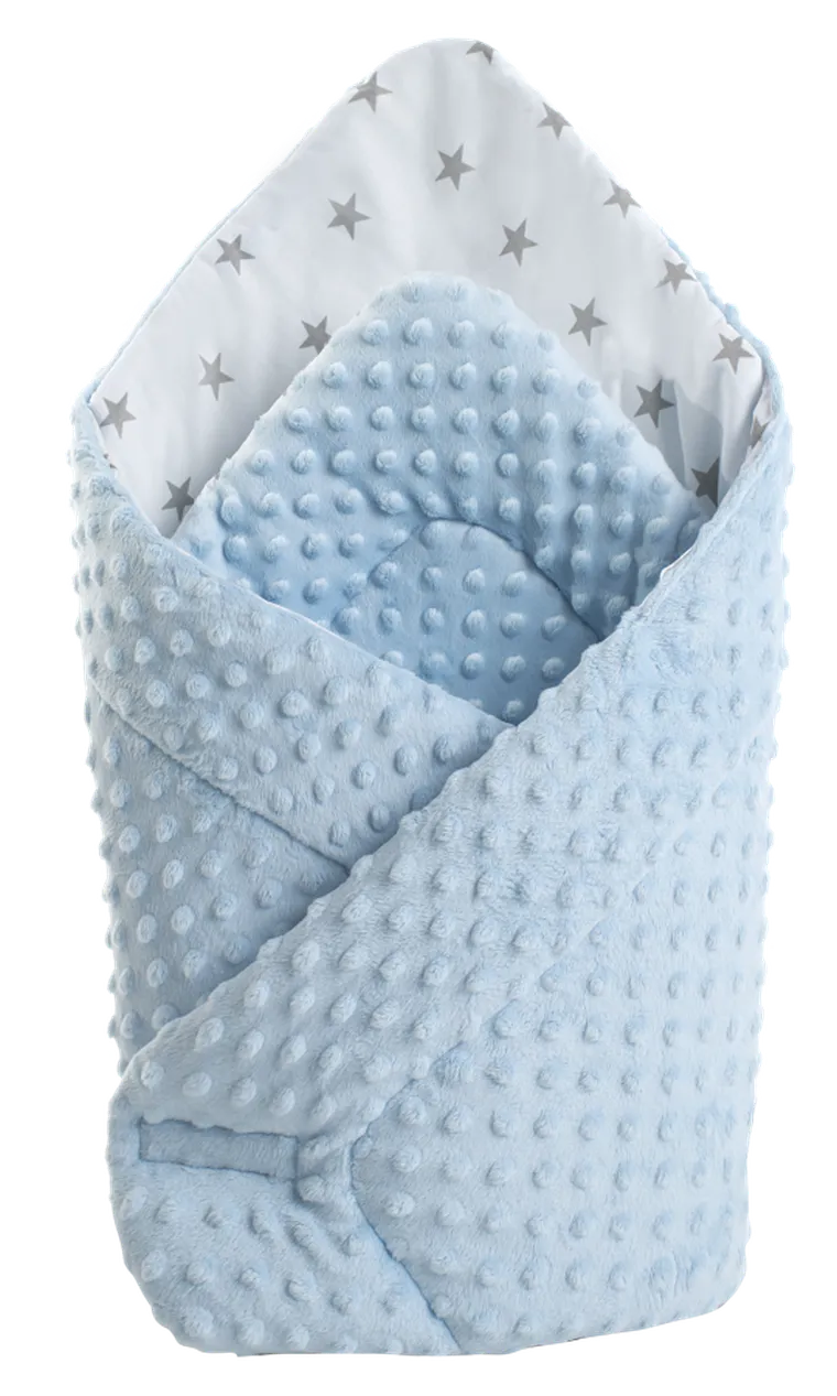 Medi Partners, Stars, rożek niemowlęcy minky, biały, jasnoniebieski