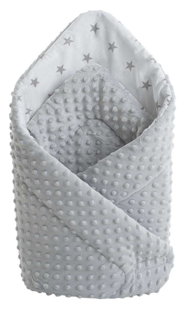 Medi Partners, Stars, rożek niemowlęcy minky, biały, szary