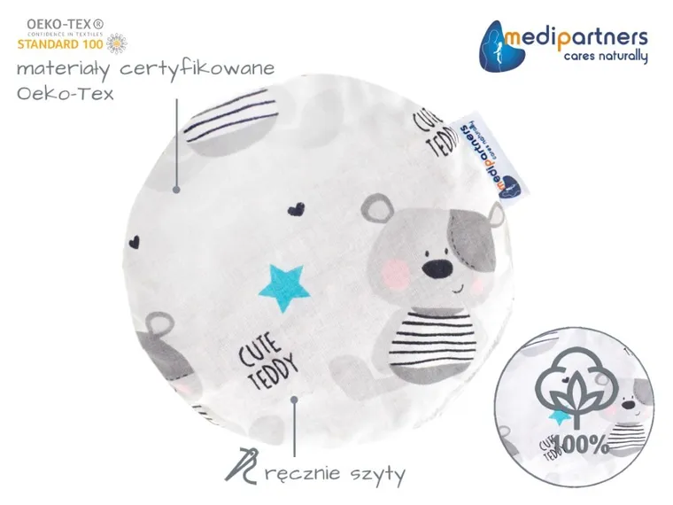 Medi Partners, Teddy, mały termofor z pestkami wiśni, błękit