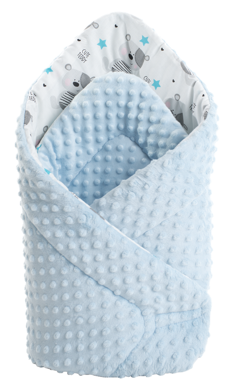 Medi Partners, Teddy, rożek niemowlęcy minky, jasno-niebieski