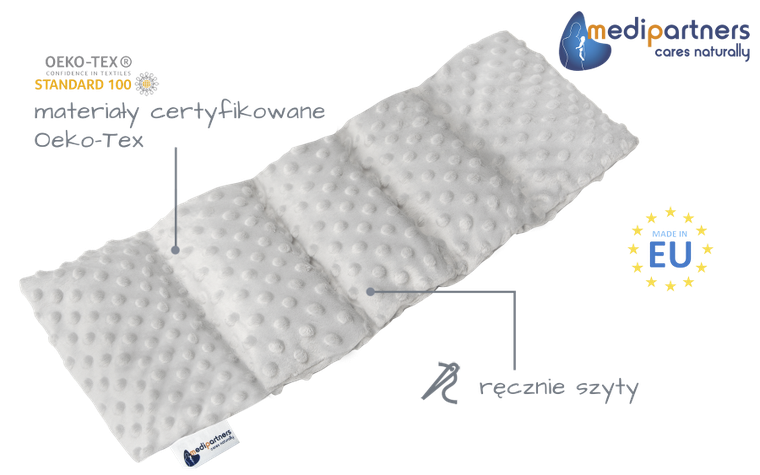 Medi Partners, termofor 5-komorowy z pestkami wiśni, minky, szary, 20-60 cm