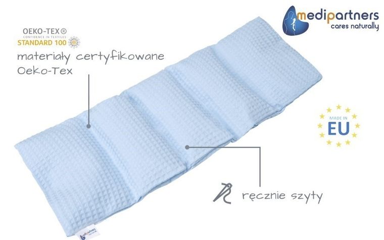 Medi Partners, termofor 5-komorowy z pestkami wiśni, wafel, błękitny