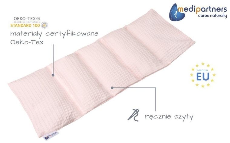 Medi Partners, termofor 5-komorowy z pestkami wiśni, wafel, pudrowy róż