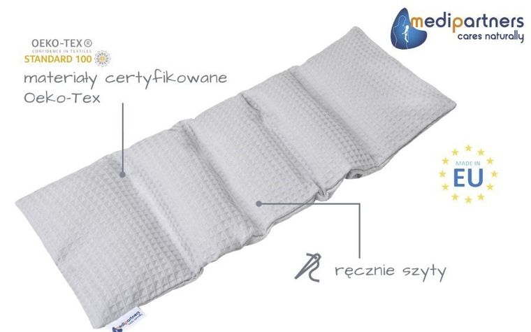 Medi Partners, termofor 5-komorowy z pestkami wiśni, wafel, szary