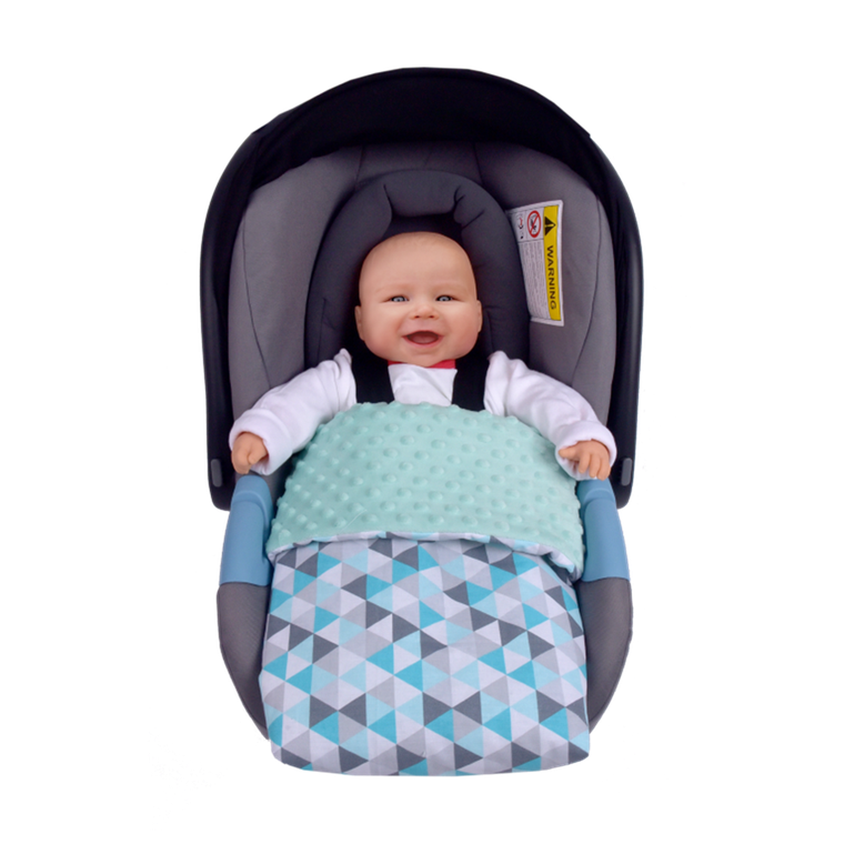 Medi partners, Trójkąty, kocyk minky, miętowy, 75-100 cm