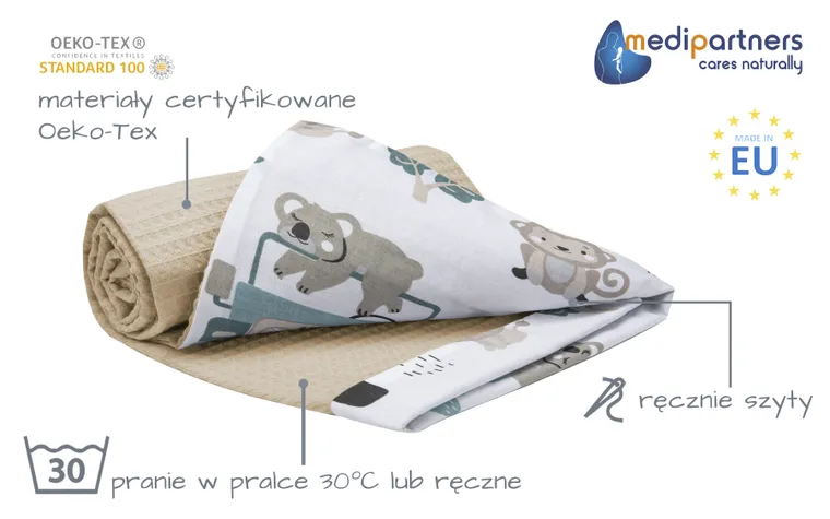 Medi Partners, Zoo, kocyk bawełniany, wafel, 75-100 cm