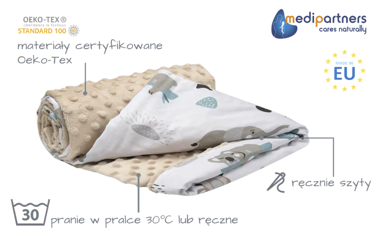 Medi Partners, Zoo, kocyk minky, beżowy, 75-100 cm