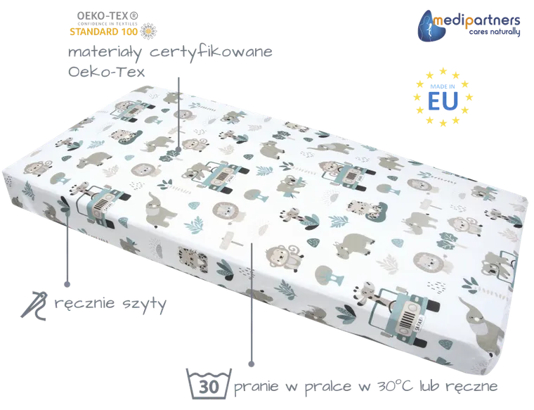 Medi Partners, Zoo, prześcieradło z gumką, 60-120 cm