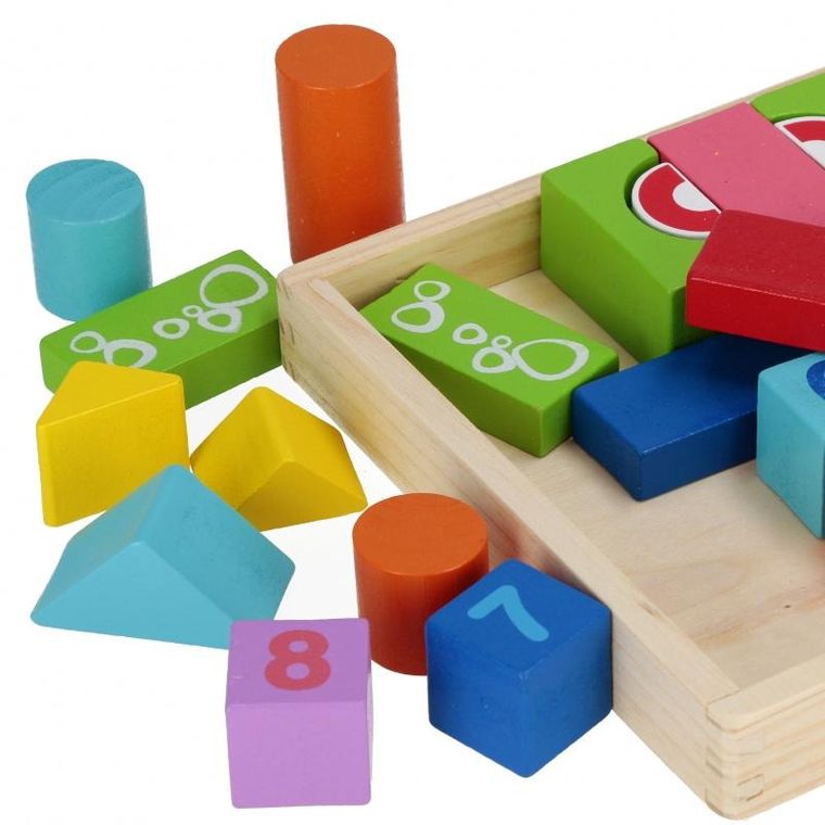 Mega Creative, klocki drewniane, kolorowe