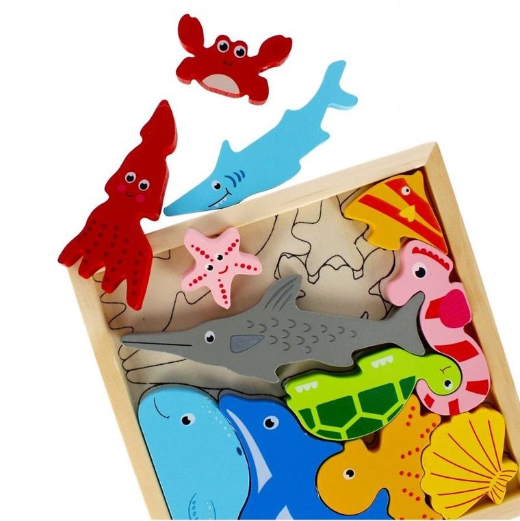 Mega Creative, Ocean, układanka drewniana, 12 elementów