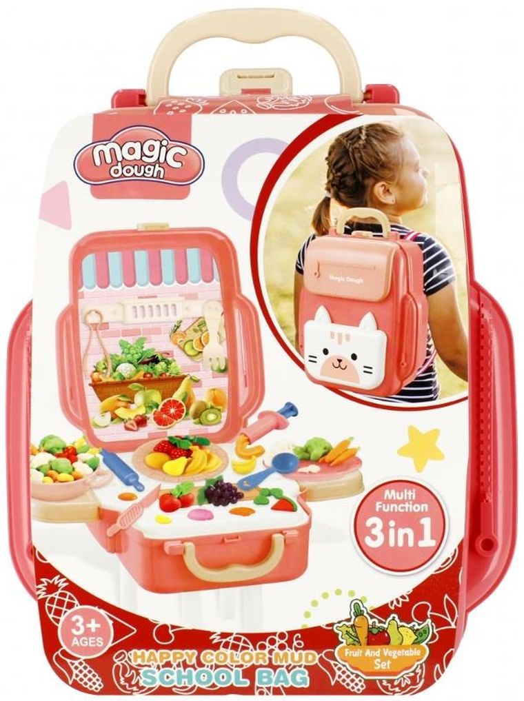 Mega Creative, Owoce i warzywa, masa plastyczna z akcesoriami w walizce