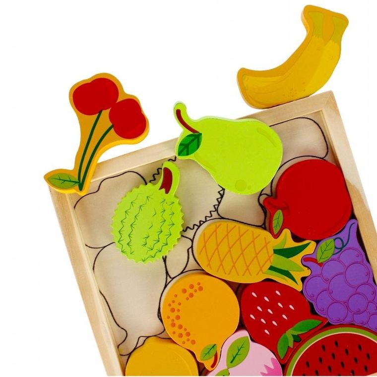 Mega Creative, Owoce, układanka drewniana, 12 elementów