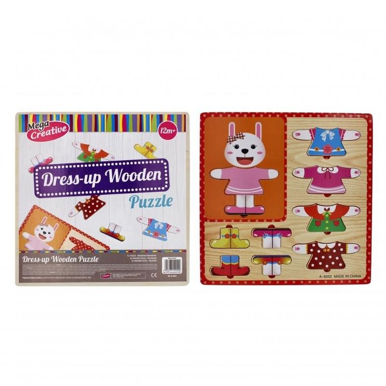 Mega Creative, Ubranka, układanka drewniana, 10 elementów